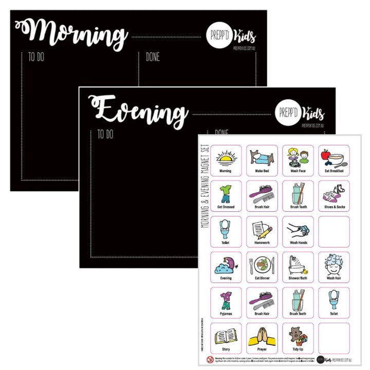 Preppd Kids Morning & Evening Magnetic Routine Chart (A4)