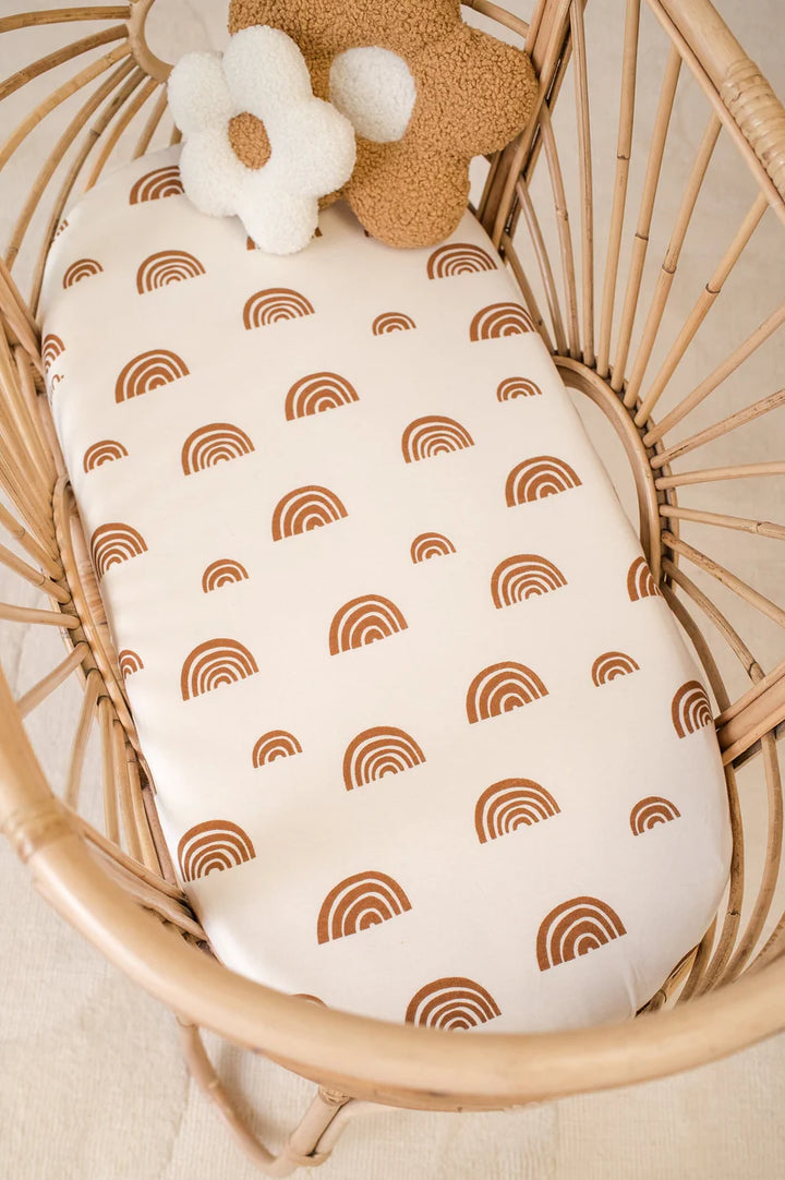 Kiin Organic Bamboo Cotton Change Pad & Bassinet Sheet - Rainbow Ivory & Umber