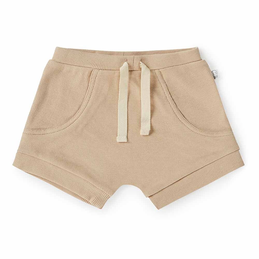Snuggle Hunny Ribbed Organic Shorts - Pebble