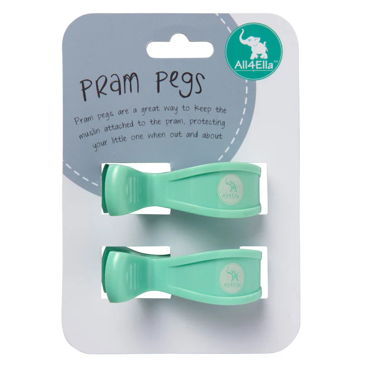 All4Ella Pram Pegs 2 Pack - Pastel Mint