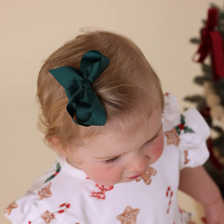Snuggle Hunny Bow Hair Clip - Pine