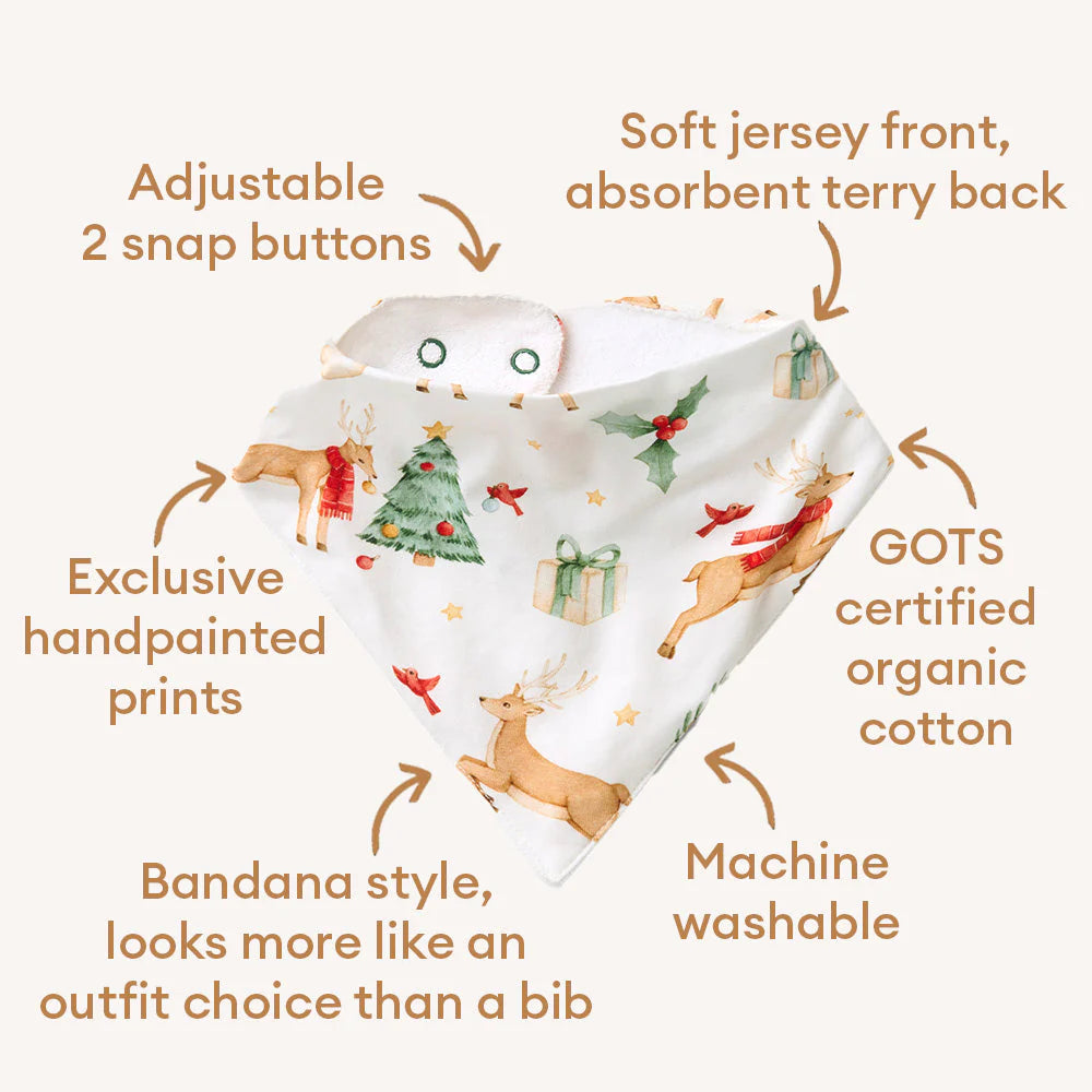 Snuggle Hunny Christmas Organic Dribble Bib - Prancer & Friends