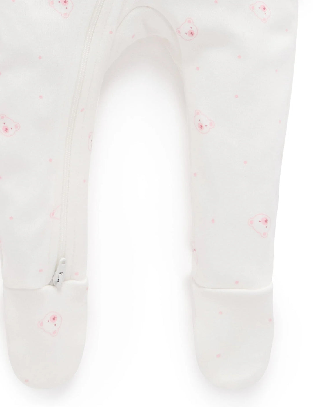Purebaby Organic Zip Growsuit 2 Pack - Pale Pink Bear