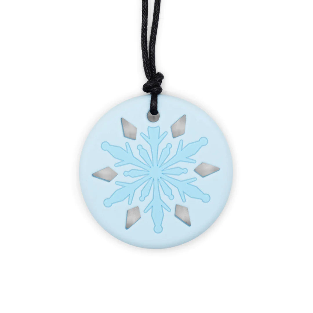 Sensory Chew Pendant - Light Blue Snowflake
