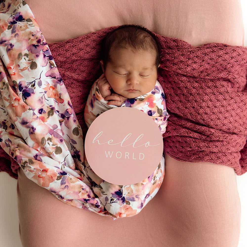 Snuggle Hunny Baby Jersey Wrap & Topknot Set - Blushing Beauty