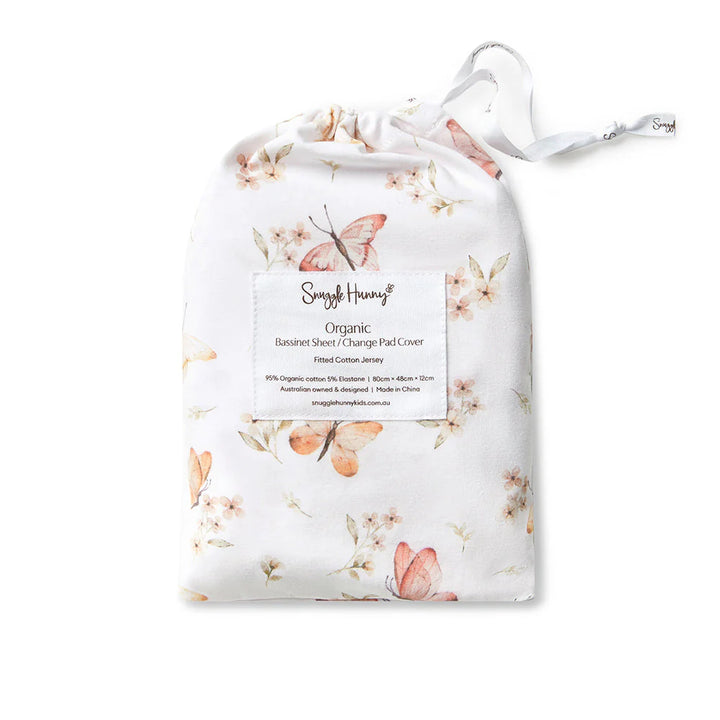 Snuggle Hunny Bassinet Sheet & Change Pad Cover - Butterfly