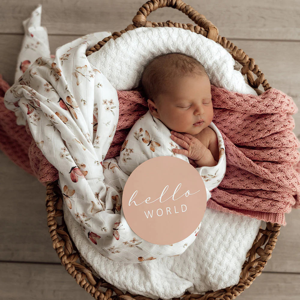 Snuggle Hunny Reversible Milestone Cards -  Butterfly & Pink Sand