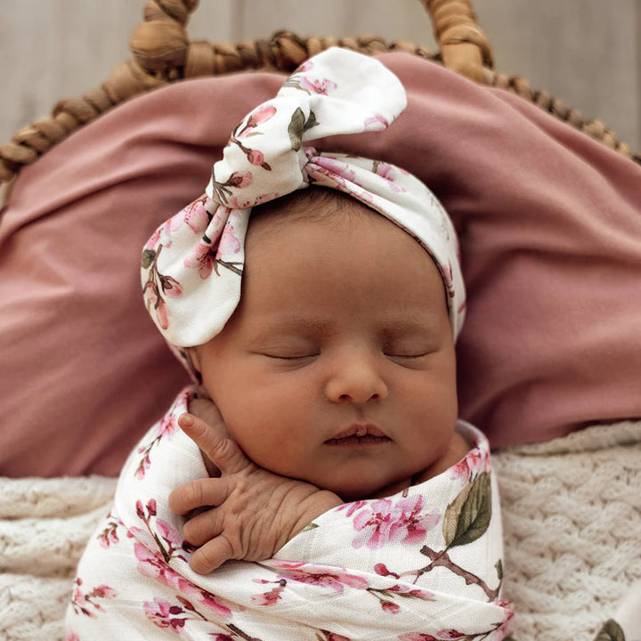 Snuggle Hunny Organic Top Knot Headband - Cherry Blossom