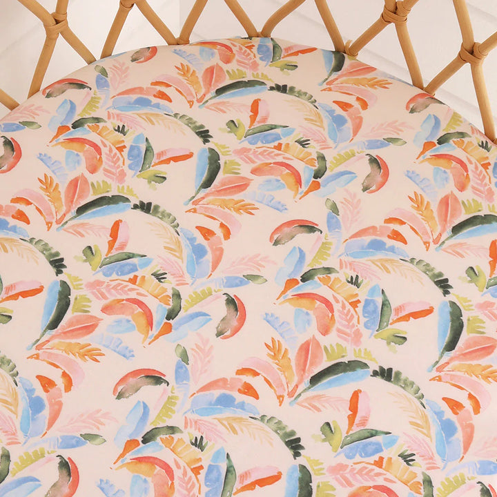 Snuggle Hunny Bassinet Sheet & Change Pad Cover - Summer Palm