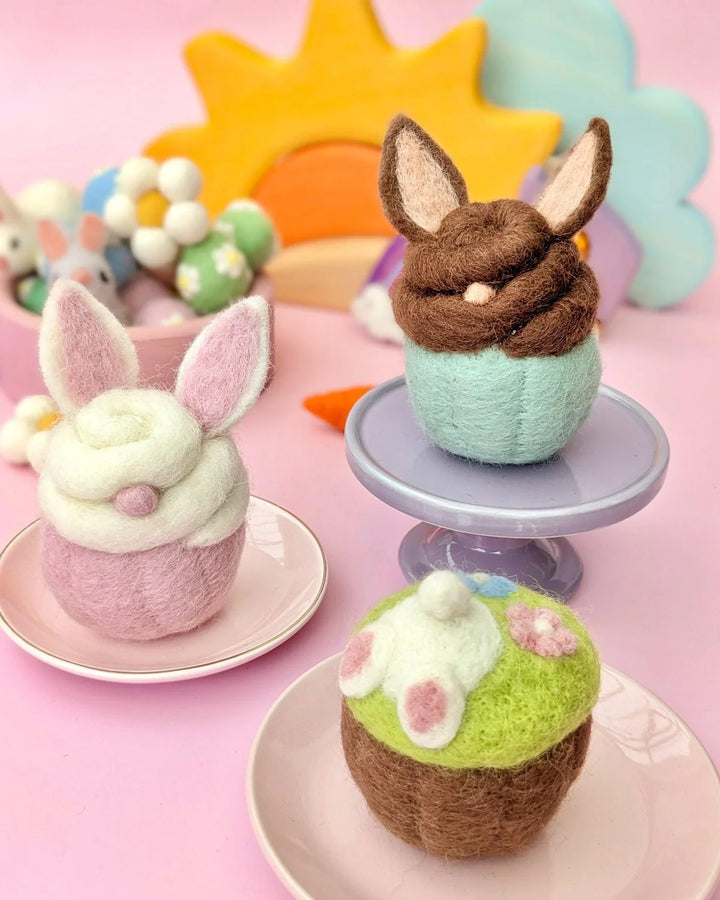 Felt Easter Bunny Cupcakes - Set of 3