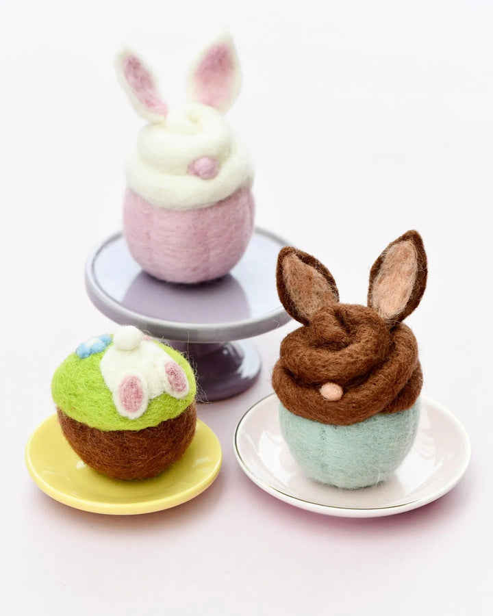 Felt Easter Bunny Cupcakes - Set of 3