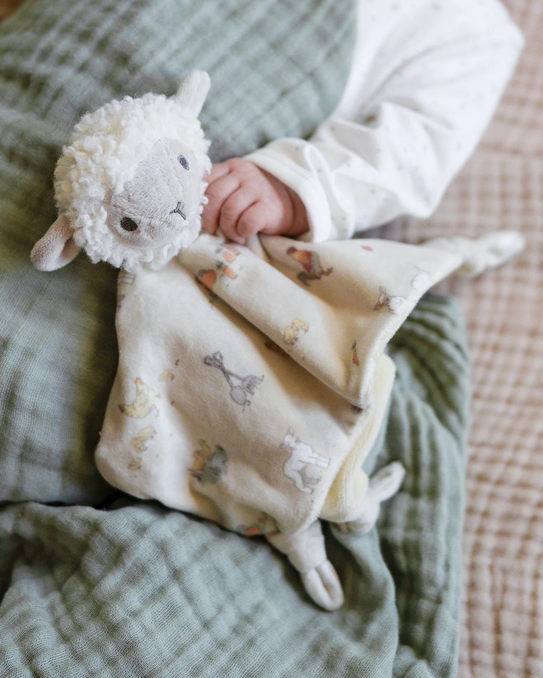 Little Linen Baby Comforter / Security Blanket - Farmyard Lamb