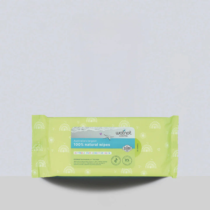 Wotnot Naturals Biodegradable Wipes Baby Wipes Travel 20 Pack