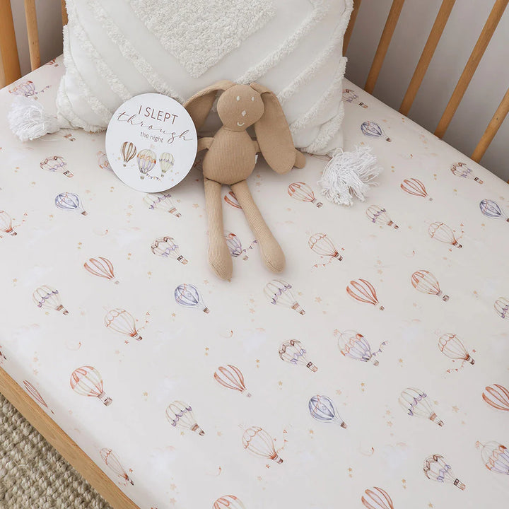 Snuggle Hunny Organic Fitted Jersey Cotton Cot Sheet - Up & Away