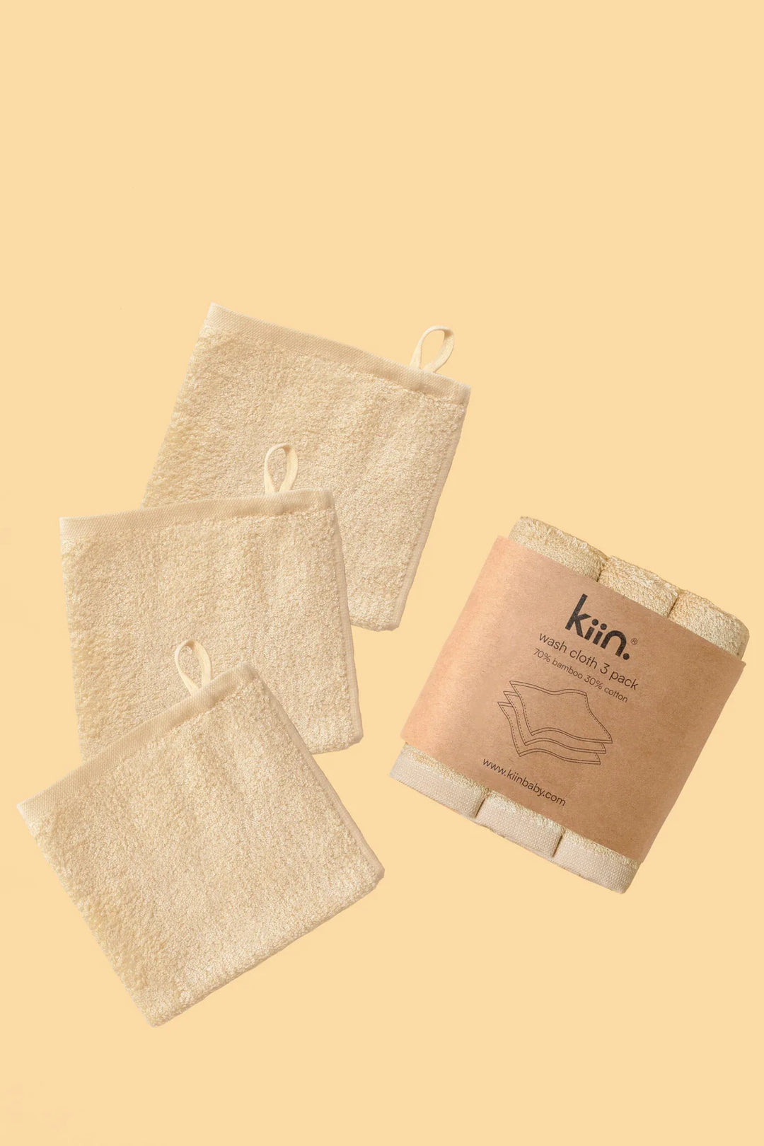 Kiin Bamboo Cotton Wash Cloth 3 Pack