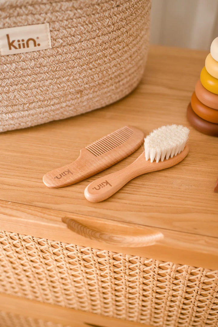 Kiin Wooden Baby Brush + Comb Set