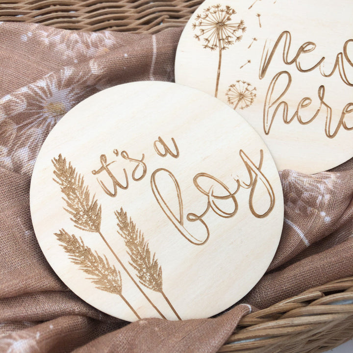 Timber Baby Announcement Milestone Plaques - Boho Series