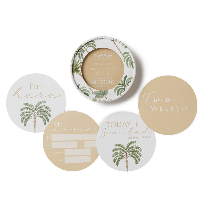 Snuggle Hunny Reversible Milestone Cards - Green Palm & Sand