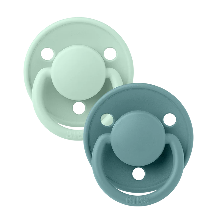 BIBS Round De Lux Silicone Dummies 2 Pack (ONE SIZE 0-3 Years)
