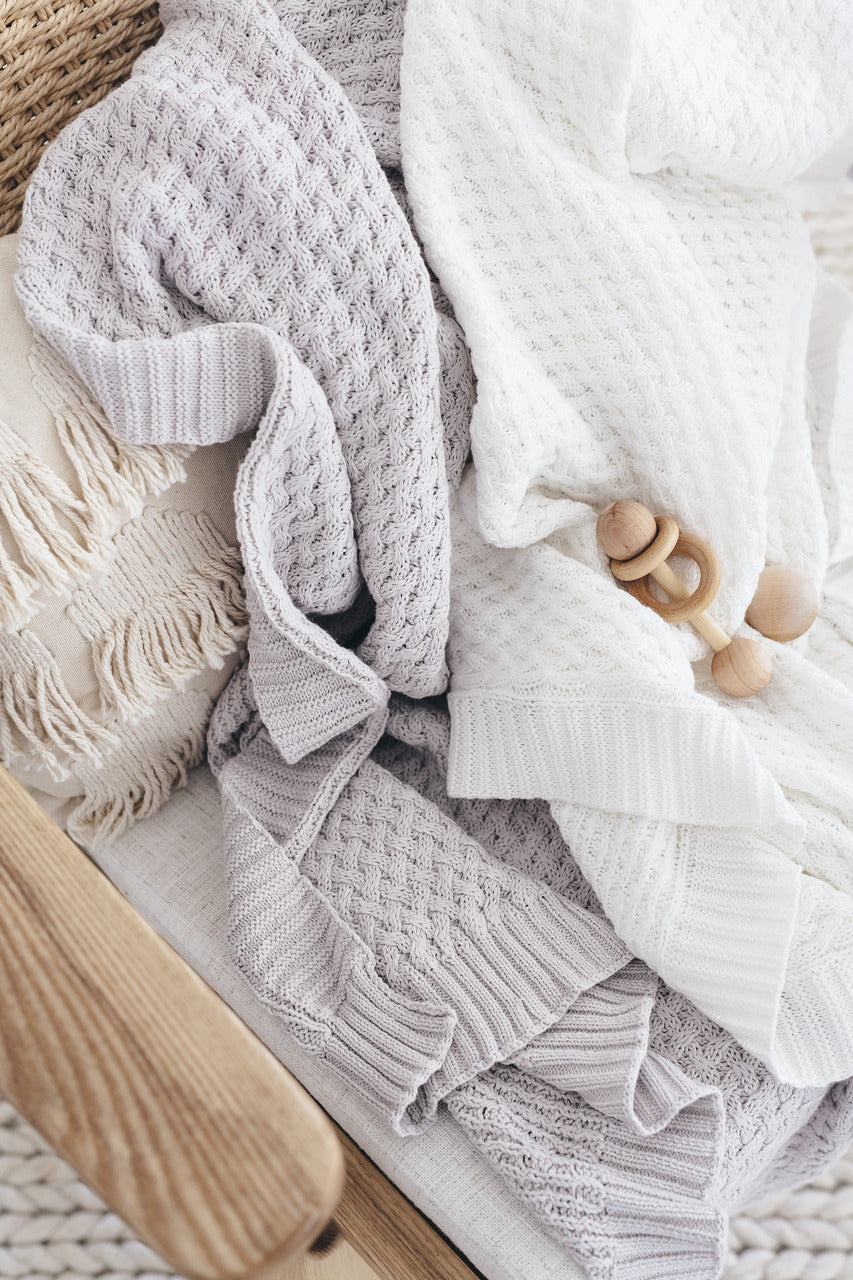 Snuggle Hunny Diamond Knit Baby Blanket - Warm Grey
