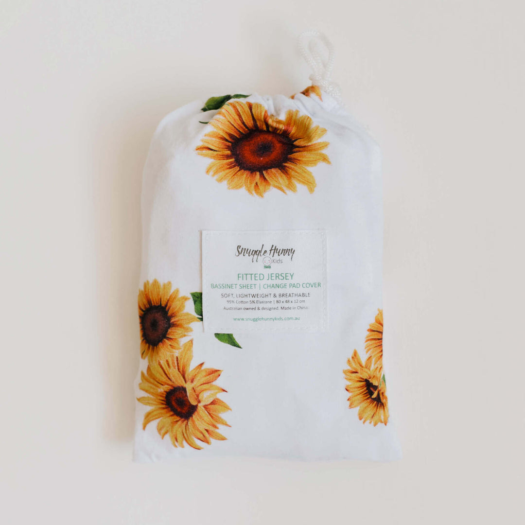 Snuggle Hunny Bassinet Sheet & Change Pad Cover - Sunflower