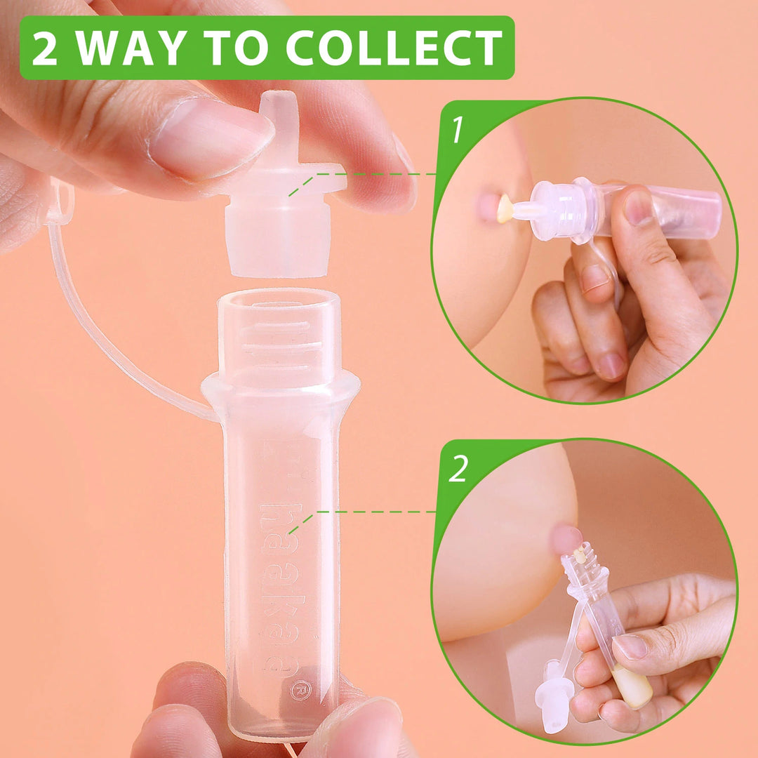 haakaa Colostrum Collector with Storage Case Set, Included 1 pc Reusable  Cotton Wipe and Storage Box (0.1oz/4ml, 6 pcs)