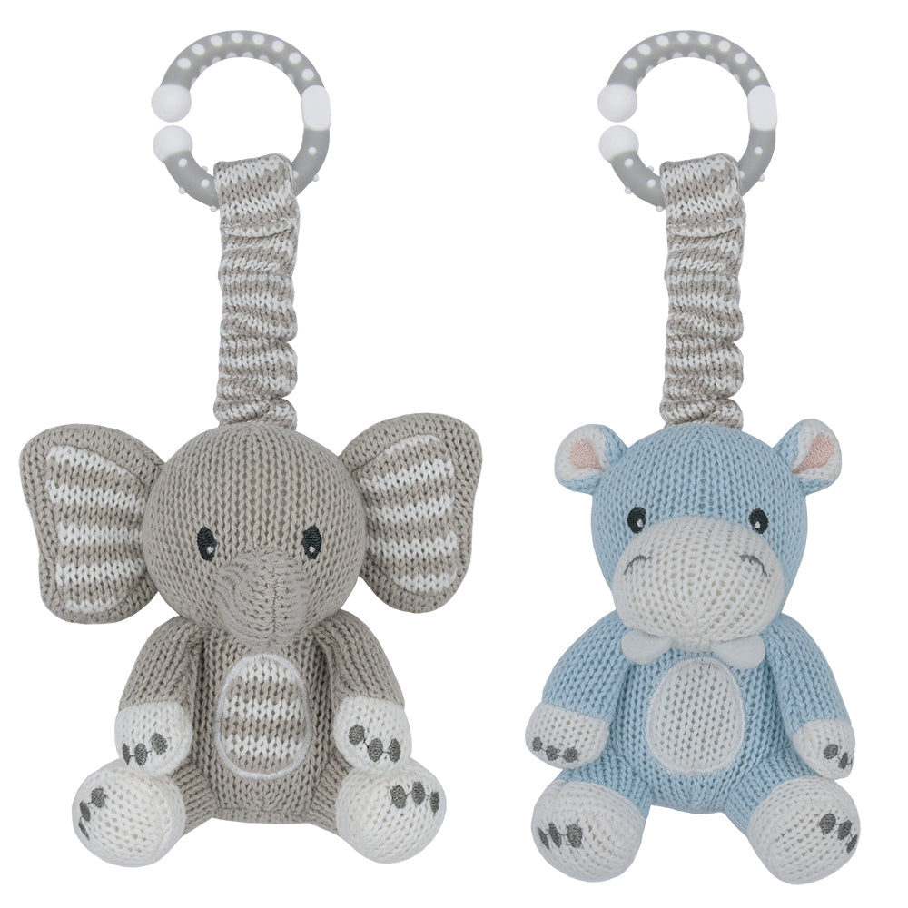 Pram/Stroller Toys - Elephant & Hippo