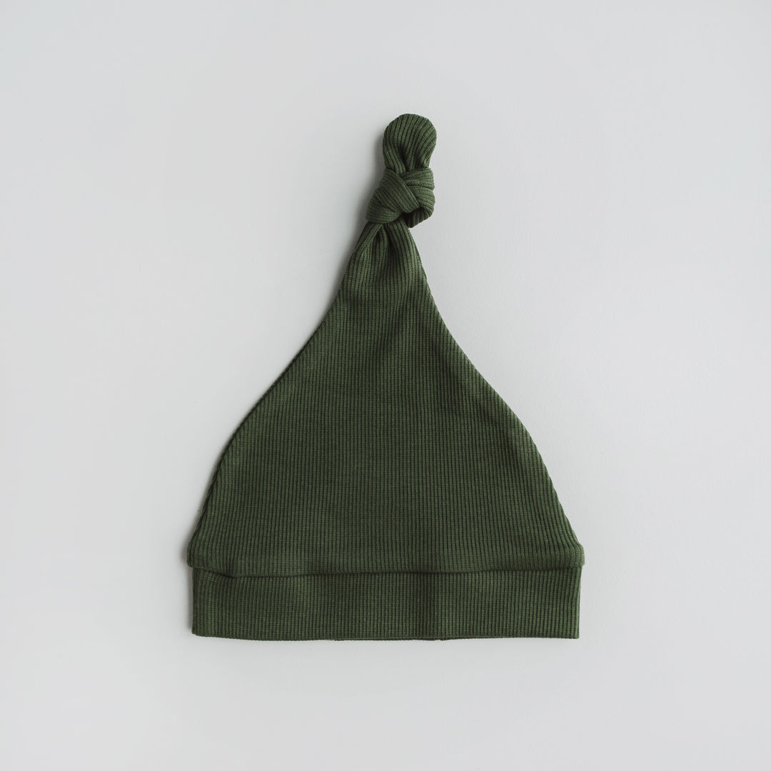 Snuggle Hunny Organic Ribbed Knotted Beanie - Olive