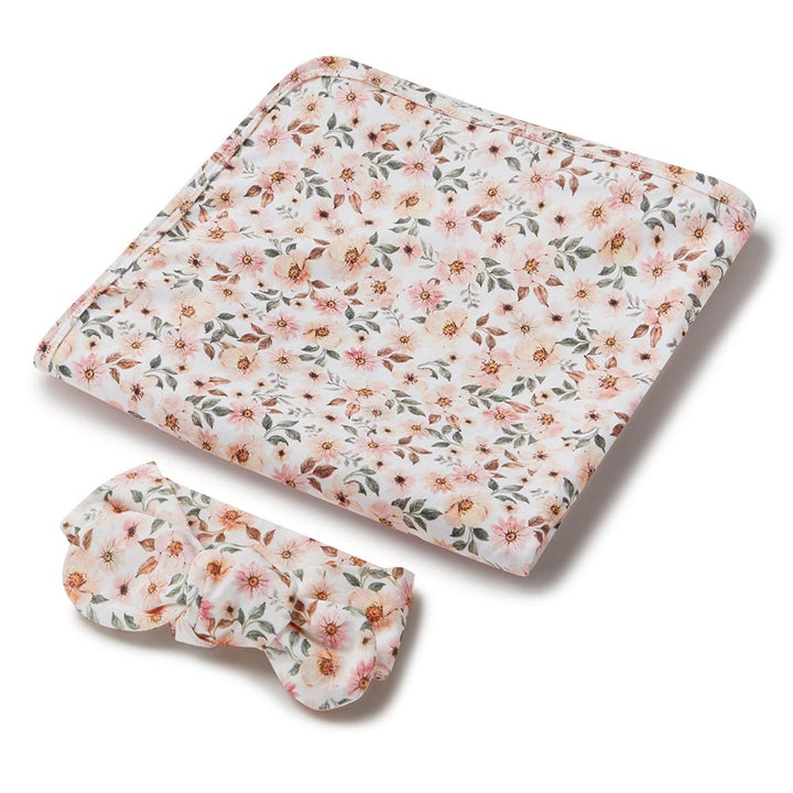 Snuggle Hunny Baby Jersey Wrap & Topknot Set - Spring Floral