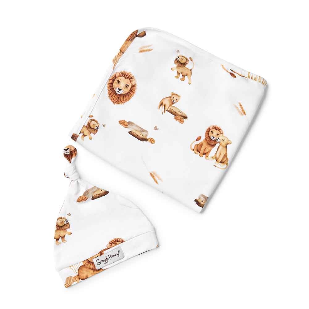 Snuggle Hunny Baby Jersey Wrap & Beanie Set - Lion