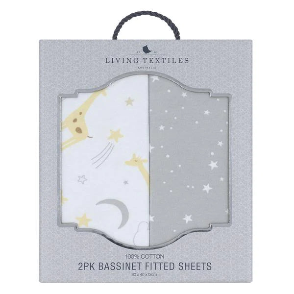 Bassinet Fitted Sheets 2 Pack - Noah/Stars