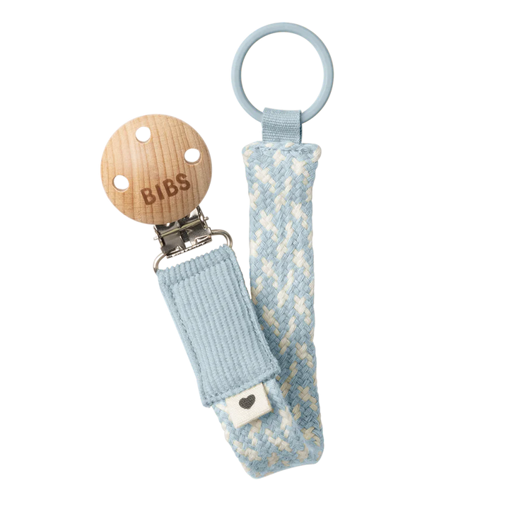 BIBS Pacifier Clip | Baby Blue & Ivory