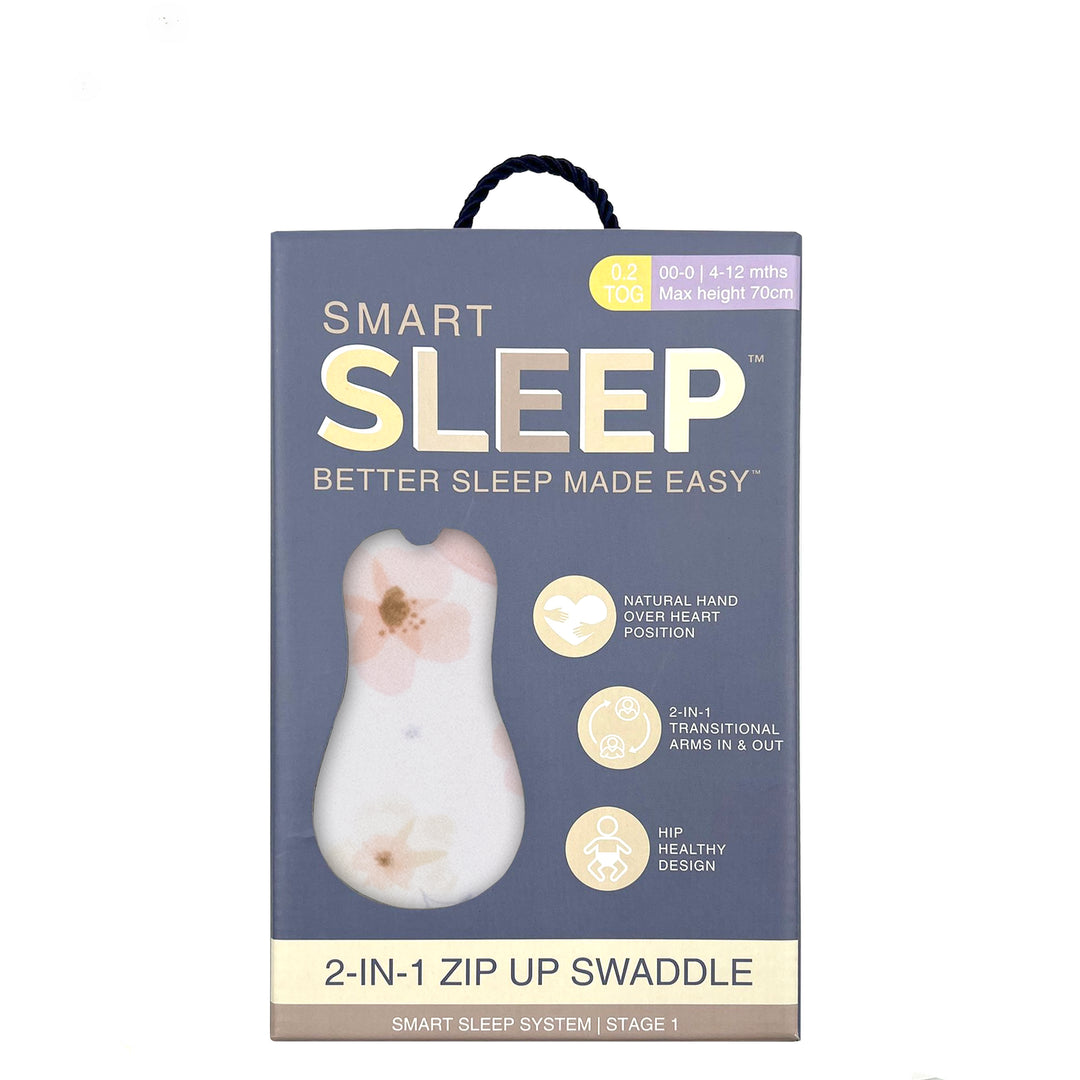 Smart Sleep Zip Up Swaddle 0-3mths 0.2TOG - Butterfly