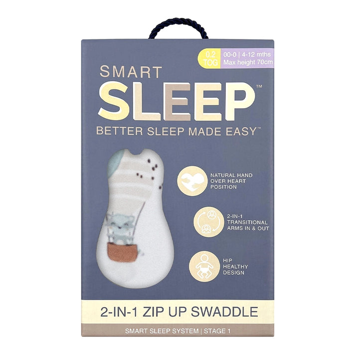 Smart Sleep Zip Up Swaddle 4-12mths 0.2TOG - Up Up & Away