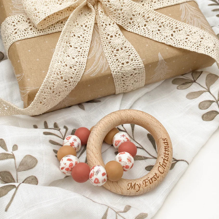 My First Christmas Teether & Rattle - Christmas Gingerbread