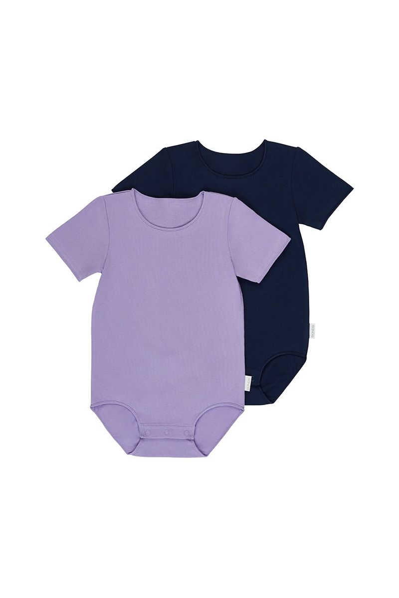 Bonds Baby Short Sleeve Wonderbodies 2 Pack - Prince Purple & Navy