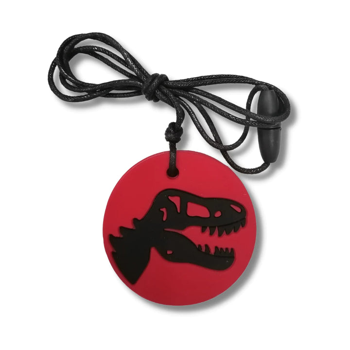 Sensory Chew Pendant - Red Dinosaur