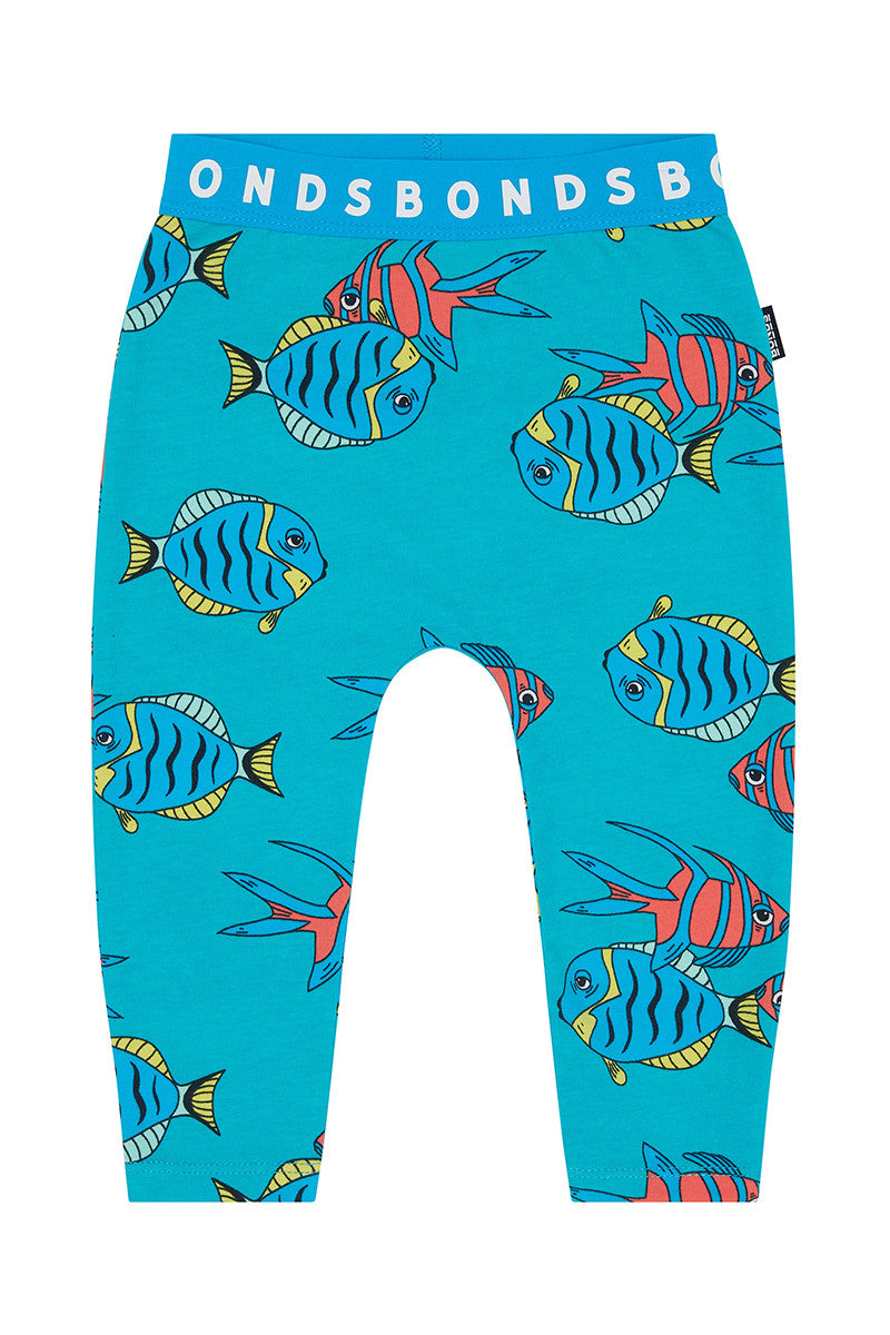 Bonds Baby Stretchies Leggings - Floating Fish Teal