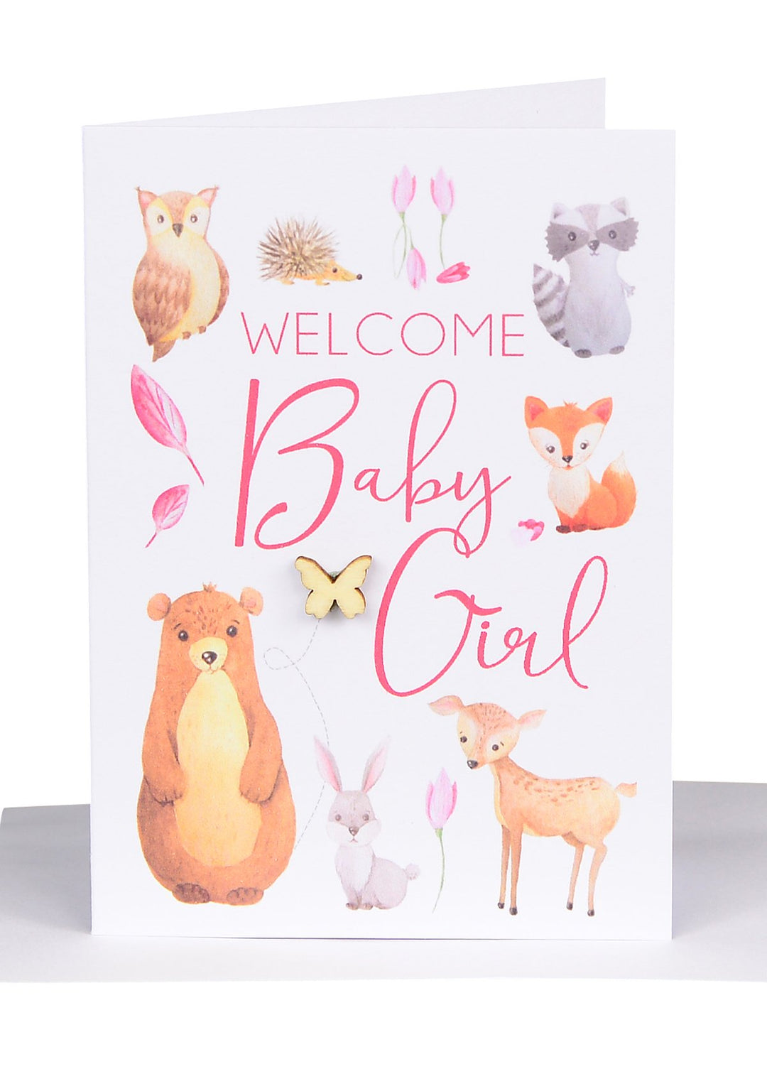 Greeting Card - Welcome Baby Girl Forest Friends