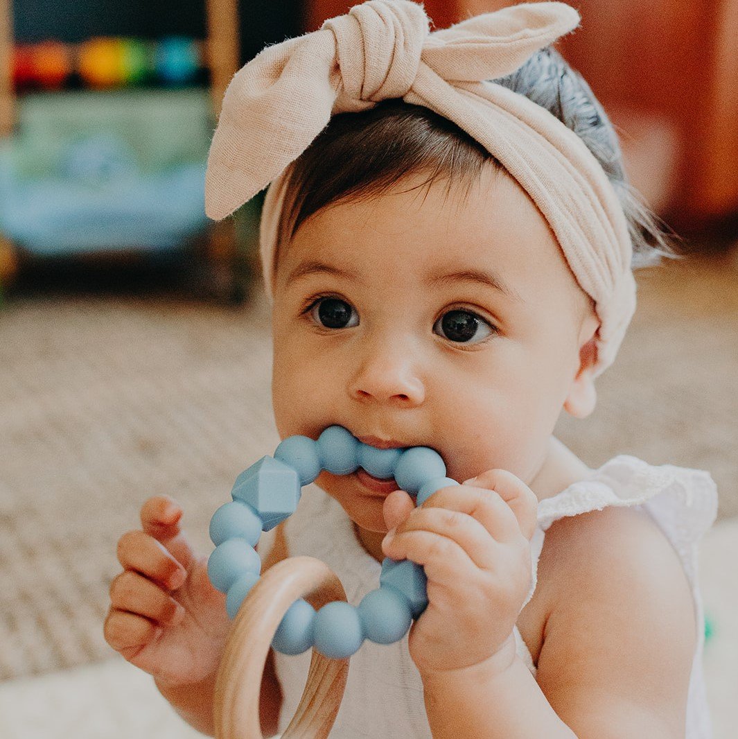 Jellystone Moon Teether Ring - Soft Blue