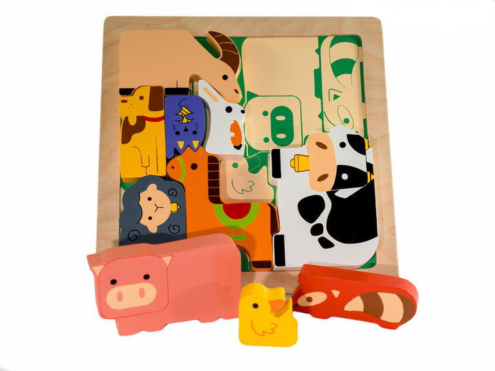 Chunky Wooden Puzzle & Stacker Toy - Farm Animal