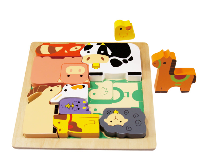 Chunky Wooden Puzzle & Stacker Toy - Farm Animal