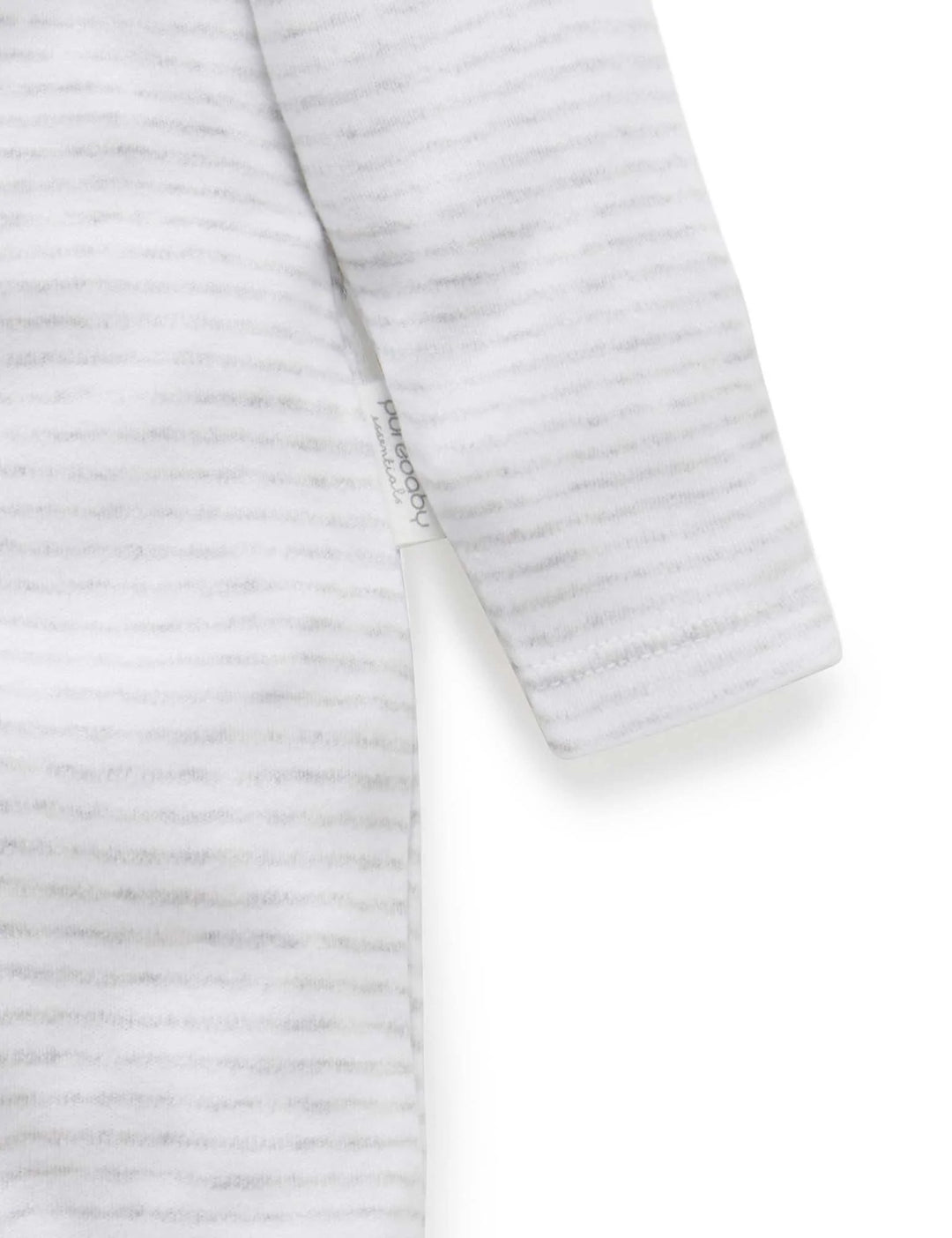 Purebaby Organic Zip Growsuit - Pale Grey Melange Stripe