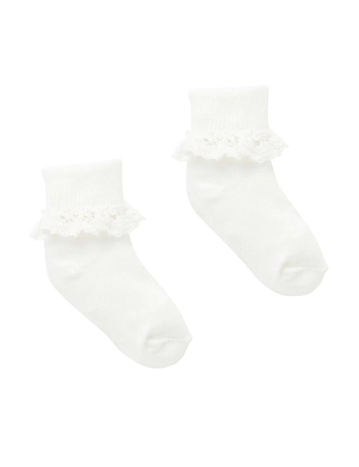 Purebaby Lace Sock - White