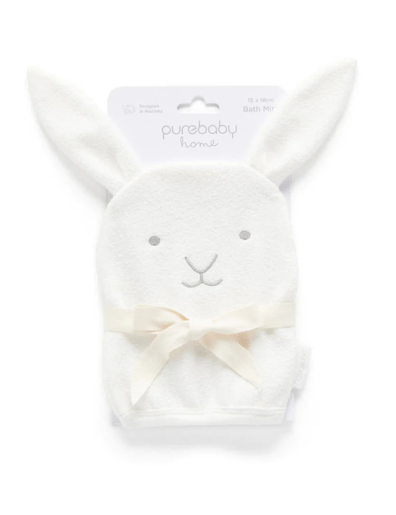 Purebaby Organic Cotton Bath Mitt - Bunny