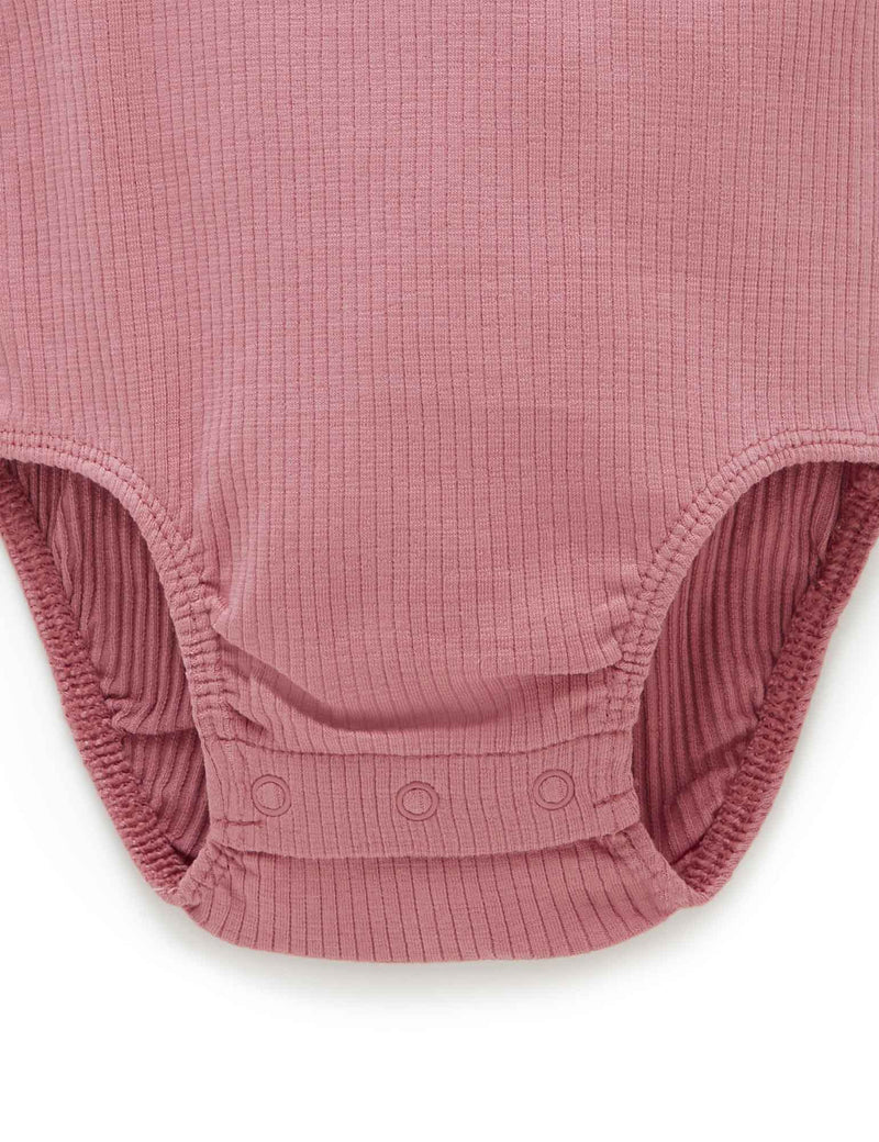 Purebaby Organic Ribbed Bodysuit -  Crabapple