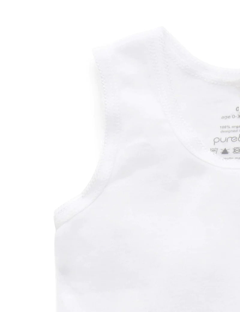 Purebaby Organic Ribbed Bodysuit 2 Pack - White