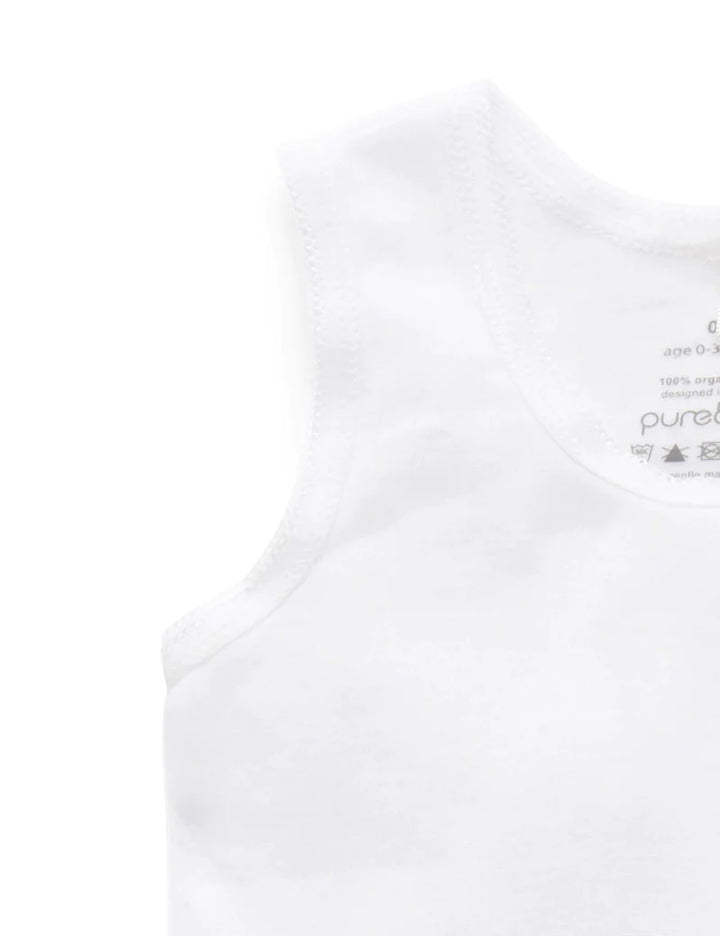 Purebaby Organic Ribbed Bodysuit 2 Pack - White