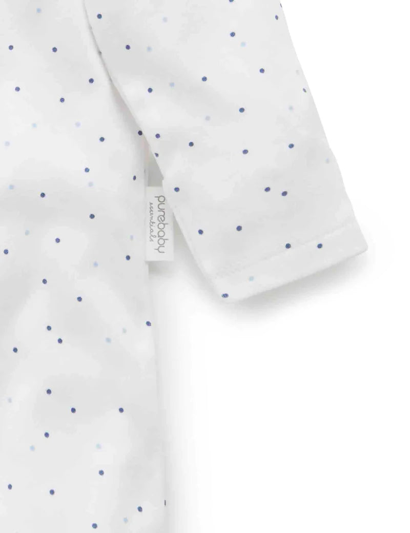 Purebaby Organic Zip Growsuit 2 Pack - Pale Blue & Spots