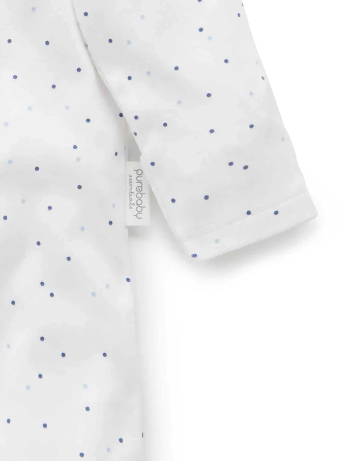 Purebaby Organic Zip Growsuit 2 Pack - Pale Blue & Spots